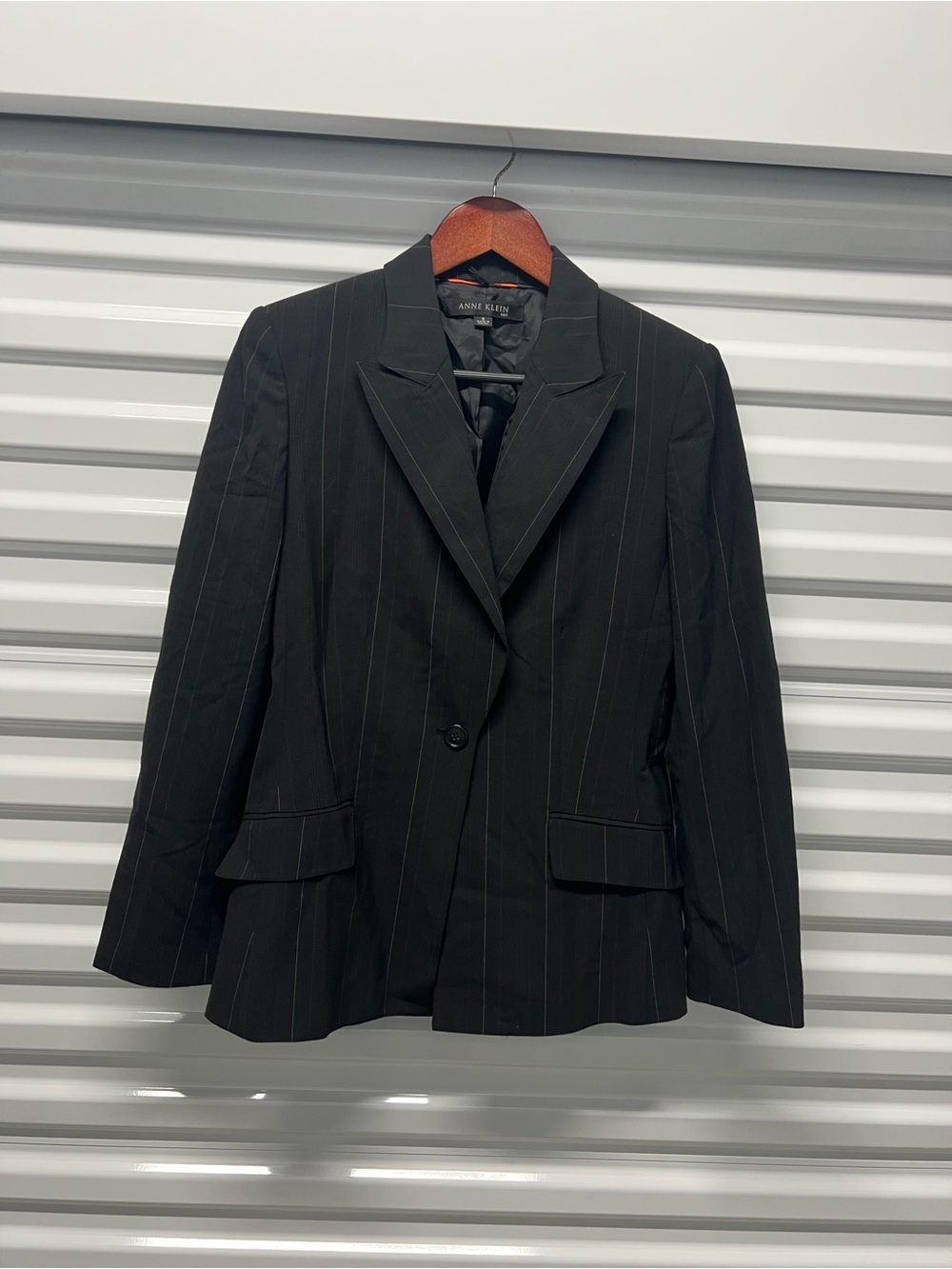 Anne Klein Pinstriped Blazer Black Size 8